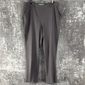 MM Lafleur Plus Size 1X Flat Front Straight Leg Pants Gray Zip Pocket